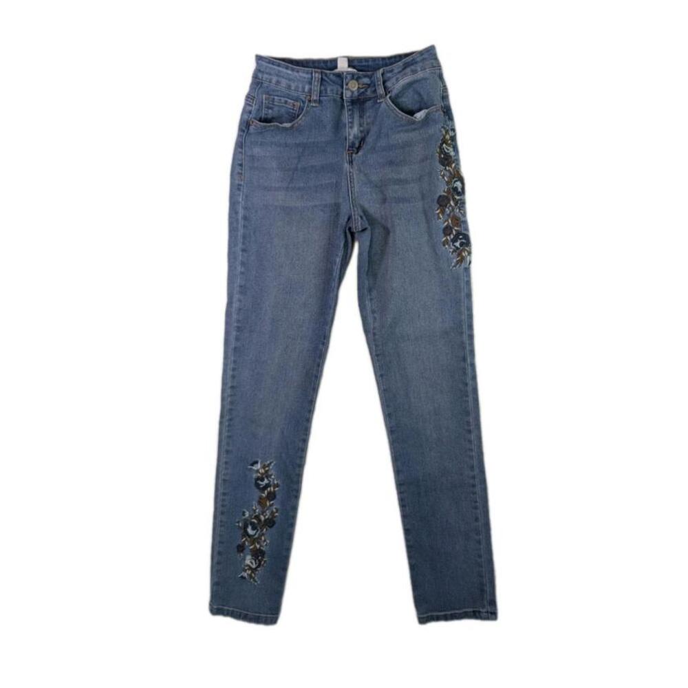 Tantrums Size 4 Medium Wash Embroidered Blue Jeans